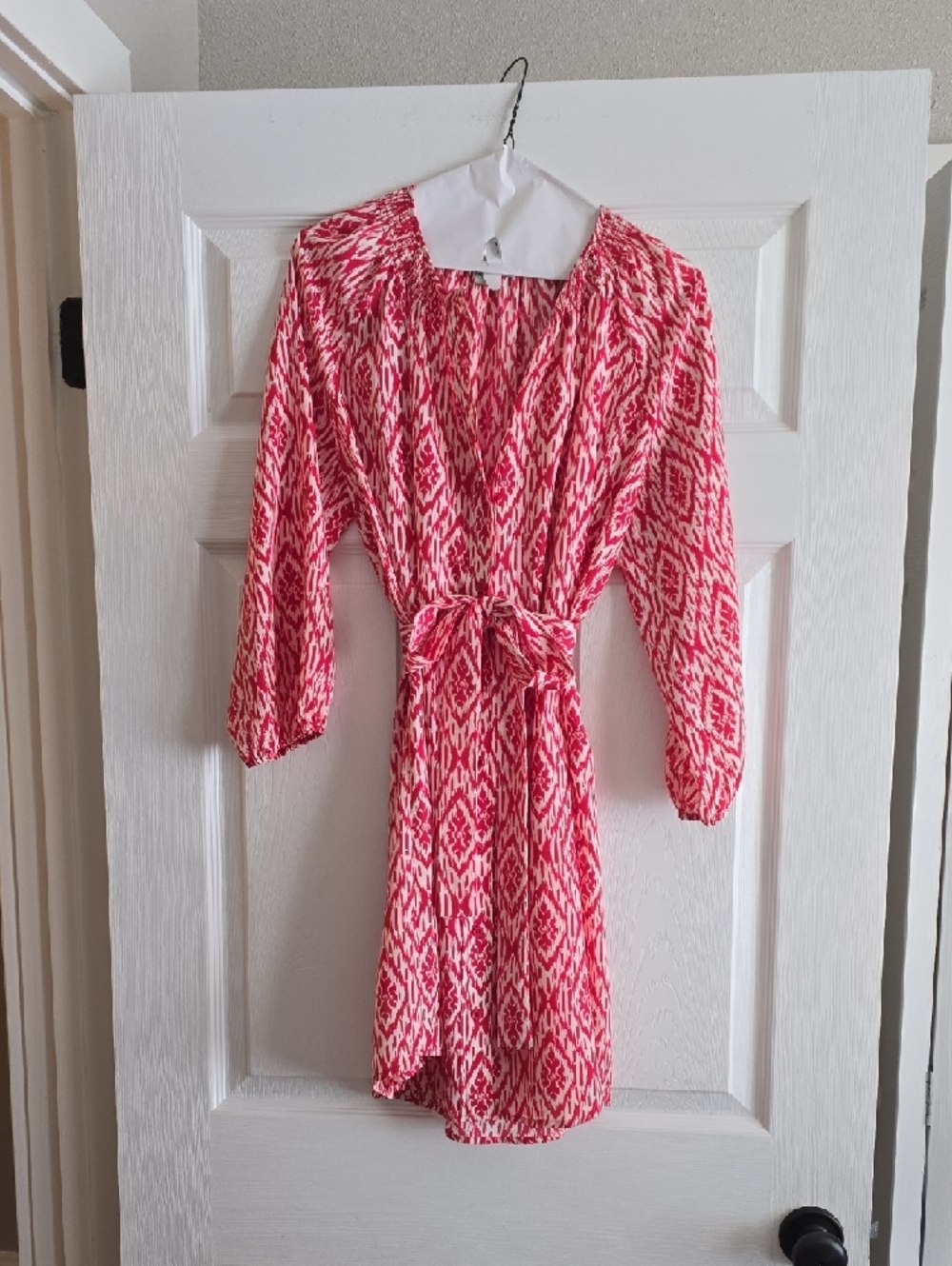 Maeve Pink and White Ikat-Print Blouse